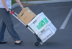 Hundreds of boxes full of paper for shredding